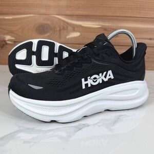 Hoka One One Bondi 9 Running Shoes Black White 1123202 BWHT Women's 7 2E X Wide